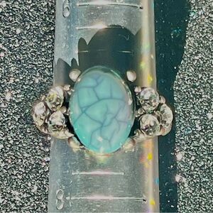 Vintage faux turquoise &  diamond ring